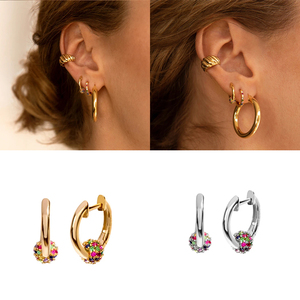 ROXI Fashion S925 Sterling <b>Silver</b> Colorful Ball Diamond <b>Hoop</b> Huggies <b>Earrings</b> 18k - Product Image 3