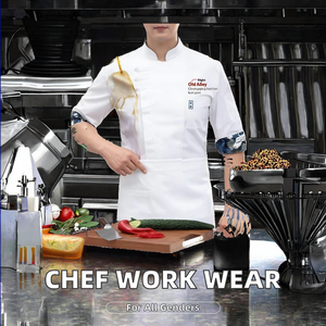 Uniformes de Chef Unisex Impermeables y Resistentes al Aceite, de Poliéster/Algodón Tejido, con Mangas Tres Cuartos, para Hoteles y Restaurantes - Product Image 2
