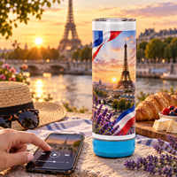 Bouteille isotherme en acier inoxydable de 20 oz avec haut-parleur Bluetooth intégré, vierge pour sublimation, imprimable par presse à chaud, pour le sport