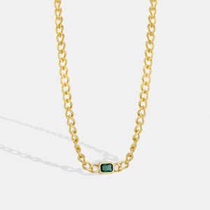 สร้อยคอทองเหลืองประดับเพทายสไตล์วินเทจ ชุบทอง 18K ดีไซน์เรขาคณิต สร้อยแฟชั่นสำหรับผู้หญิงใส่ไปงานปาร์ตี้ - Product Image 4