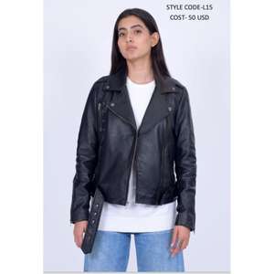 แจ็กเก็ตหนังแท้ทรงปลาปักเป้าสำหรับผู้หญิงเสื้อแจ็กเก็ตบางทรงเข้ารูปสำหรับฤดูหนาว - Product Image 1