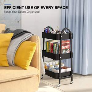 Chariot de rangement roulant à trois niveaux en métal pour ustensiles de cuisine, personnalisable en plusieurs couleurs, vente en gros sur mesure - Product Image 3