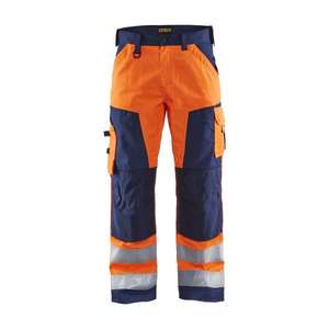BLAKLADER - 156618115389D88 Pantalones Hi-Vis sin bolsillos para uñas Naranja/Azul marino-EAN 7330509413647 ROPA DE TRABAJO DE LA HI-VIS - Product Image 1
