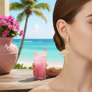 Flamingo Design Rose Pierre Dangle Boucles D'oreilles Fine Jewellery Turc À La Main En Gros 925 Bijoux En Argent Sterling - Product Image 3