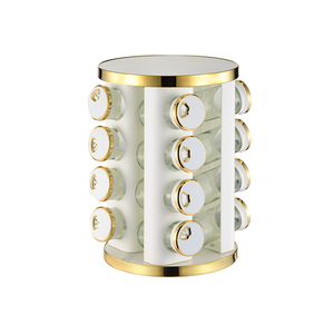 Ensemble de porte-épices rotatif, organisateur d'épices rond/carré pour comptoir avec 12/16/20 bocaux, <span class=keywords><strong>rangement</strong></span> d'épices de luxe avec bordure dorée pour la cuisine - Product Image 4