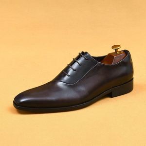 Executive Business Men Genuine Leather Oxford Dress Shoes British Style Two Tone Color <b>Pointed</b> Toe Handmade Formal Derby - Product Image 6
