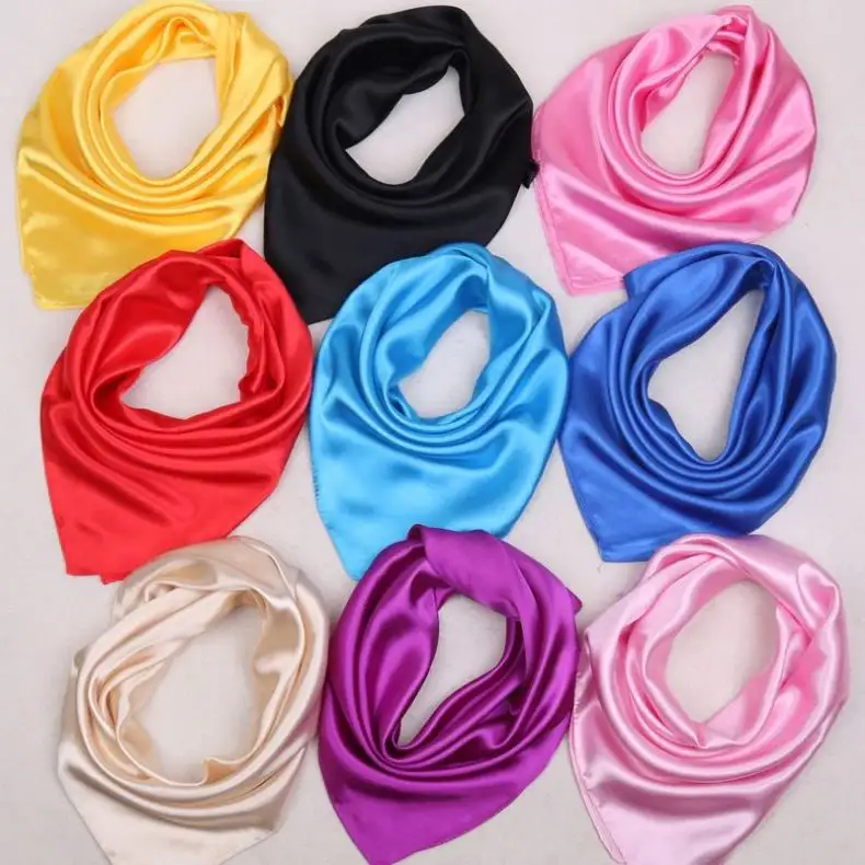 Oversized 60*60cm Women Solid Color Silk Scarf Spring Autumn Fashion New Simple Square Scarfs For Ladies Female Scarf