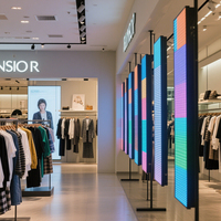 Affichage LED couleur intelligent en forme de barre, écran partagé, taille personnalisable, angle de vision à 360°, machine publicitaire intérieure unique