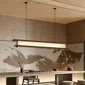 Luminaire suspendu pour îlot de cuisine moderne de luxe, style <span class=keywords><strong>scandinave</strong></span>, lustre linéaire, bande LED de taille moyenne pour <span class=keywords><strong>salle</strong></span> à <span class=keywords><strong>manger</strong></span> et décoration - Product Image 5