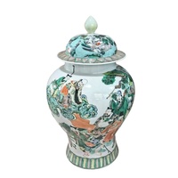 RXDE01-A Jarre de temple en porcelaine traditionnelle antique, peinte à la main, motif Doucai coloré, représentant l'histoire des Huit Immortels