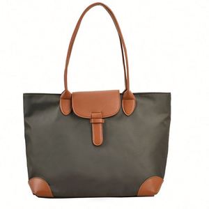 กระเป๋าผ้าแคนวาสสีพื้นเรียบง่าย สายสะพายไหล่สีพื้น ขนาดใหญ่ จุของได้เยอะ ปรับแต่งลวดลายได้ มีช่องใส่ของ - Product Image 2