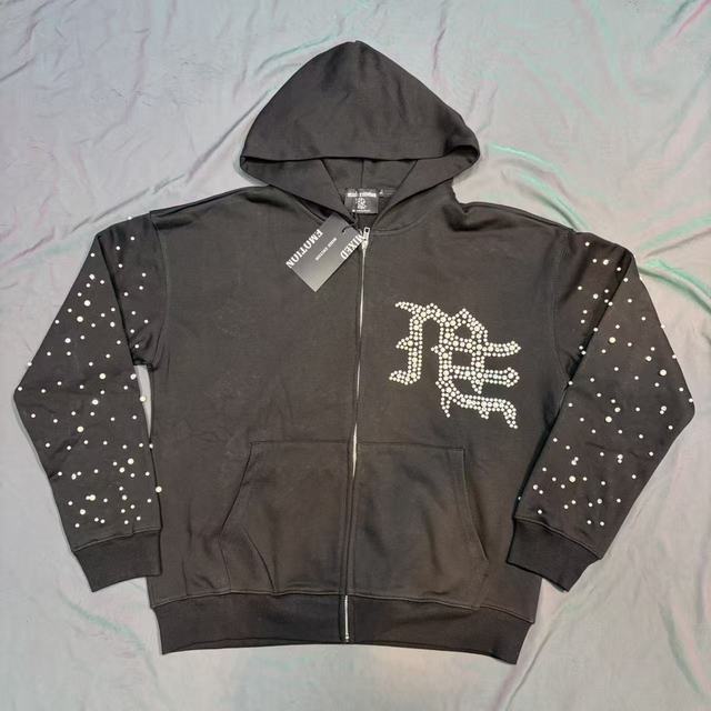 MIXED EMOTION European Street Trendy Sports and Leisure Full Sleeve Hot Diamond Design Hip Hop Hoodie