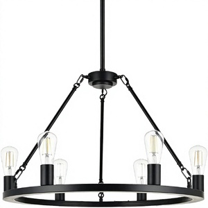 โคมไฟระย้า LED สไตล์อเมริกันอุตสาหกรรม DUOMEIJU ทำจากอะลูมิเนียมและอะคริลิก ปรับความสูงได้ สีทอง ใช้ไฟ AC 85-265V - Product Image 1
