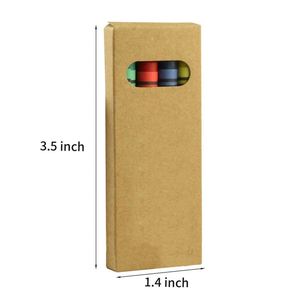 Ensemble de 4 crayons de cire miniatures portables avec logo personnalisé, couleurs assorties, boîte en papier kraft pour kits de bienvenue scolaires - Product Image 2