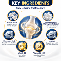 Capsules d'hydroxyapatite de calcium nano, vitamines D3 K2 MK7, marque privée OEM, complément alimentaire pour la nutrition osseuse, vente en gros, usine B2B