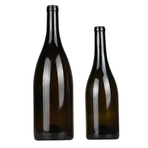 750ML Dark Green Big Belly red wine Packaging Glass Wine Bottle with cork