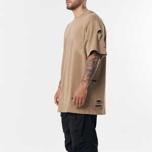 T-shirts grande taille surdimensionnés personnalisés pour hommes tenue quotidienne t-shirts à col ras du cou en coton épais pour hommes t-shirts - Product Image 3