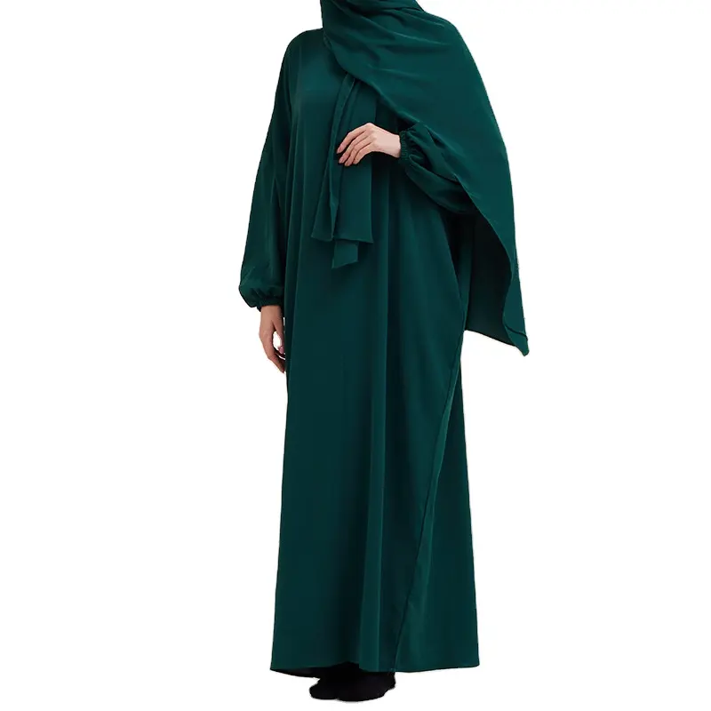 Dicetak gaun sifon Satin panjang Abaya Islam Abaya dengan saku mode Abaya