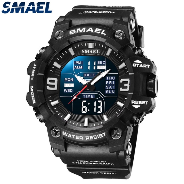 SMAEL 8049 Men's Sport Analog Digital Watch with Alarm & Luminous Dual Time Waterproof