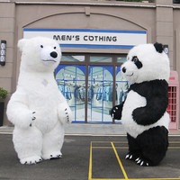 QUTENG 2,6 m Costume de mascotte gonflable personnalisé Ours polaire, Ours en peluche gonflable ambulant pour la publicité événementielle