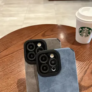 Fashion Matte Leather Silicone <strong>Case</strong> for iPhone 16 <strong>Pro</strong> <strong>Max</strong> <strong>13</strong> 12 Mini 11 14 15 Plus XR X XS Lens Protection Shockproof Cover - Product Image 3