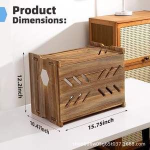 Custom Wooden <b>Router</b> Storage Box Rectangle Retro Color Standing Type Cable Organizer <b>Power</b> Strip Holder - Product Image 2