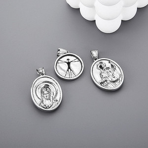 Joyería de acero inoxidable, accesorio de retrato de moda, colgante de marca redondo para hombre de acero inoxidable estilo Punk retro <span class=keywords><strong>Maria</strong></span>. - Product Image 5