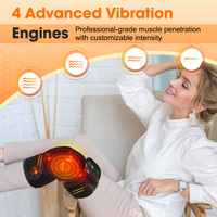 Masseur de genou sans fil avec 4 moteurs Ceinture chauffante par vibration pour soulager la douleur dans l'articulation du genou, de l'épaule et du coude Produits de massage