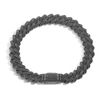 Bracelet à maillons cubains géométriques en zirconium noir hip-hop pour hommes Bracelets à la mode en forme de cœur plaqué chrome