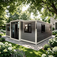 Maison conteneur multifonctionnelle extensible avec aménagement convertible et murs pliables pour une utilisation flexible de l'espace