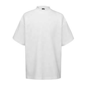 Camiseta personalizada de cuello alto Color sólido en blanco 100% algodón camiseta lisa para hombres - Product Image 3