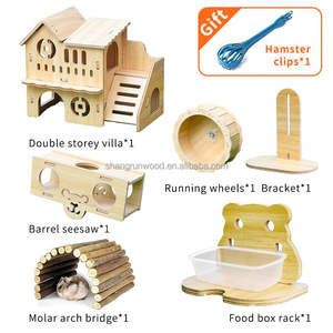 Casa giocattolo ruote modello di dimensioni della fabbrica di legno su misura in legno massello colore criceto casa in legno casa <span class=keywords><strong>Pet</strong></span> antivento OPP Bag imballato - Product Image 2