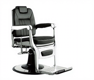 Sillón de Barbería Retro de Lujo, Hidráulico, Reclinable, con Masaje, Tapizado en Cuero PU, para Escuelas y Barberías - Product Image 1