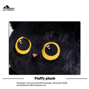 Pantofole Invernali Personalizzate per Bambini, Scarpe da Casa a Forma di Gatto Nero, Trendy Animali di <span class=keywords><strong>Peluche</strong></span> Imbottiti in Cotone - Product Image 3