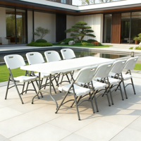 Table pliante multifonctionnelle de 6 pieds en plastique HDPE, pliable en deux, pour stand d'exposition