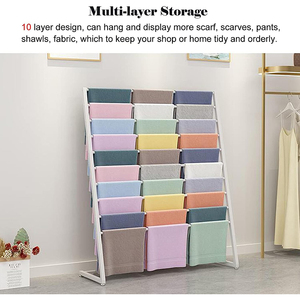 JH-Mech portasciugamani porta sciarpa organizzatore commerciale appendiabiti espositore per carta da imballaggio in metallo a 10 strati per negozio regalo fiorista - Product Image 6