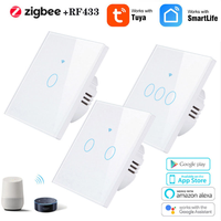 Panneau tactile intelligent Zigbee Smartlife RF433 compatible Alexa et Google Home, interrupteur lumineux 3 voies 1/2/3/4 gangs en verre, 10A Wi-Fi, luxe