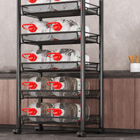 Chariot de rangement roulant à 5 niveaux en métal robuste, étagère de cuisine multi-niveaux, noir et blanc, vente en gros