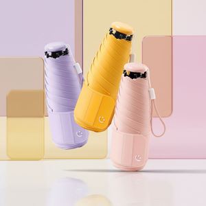 Parapluie mini pliable 5 sections avec logo personnalisé, protection UV en vinyle, élégant sac fourre-tout inclus, idéal pour femmes et jeunes filles, pour les trajets quotidiens, les voyages et comme cadeau. - Product Image 1