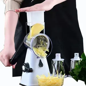 3 in 1 Vegetable Slicer Swift Rotary Drum Grater Nut Shredder Veggie Cutter Peeler Spiralizer Cheese Chopper