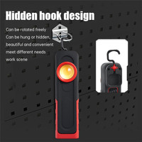Lampe de travail LED COB portable rechargeable avec base magnétique et crochet de suspension, étanche IPX4, 500 lumens, pour réparation automobile
