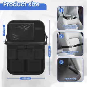 Organisateur de siège arrière de voiture personnalisé avec plateau, poches de rangement, protection de siège arrière avec support pour <span class=keywords><strong>tablette</strong></span> tactile pour les voyages des enfants - Product Image 2