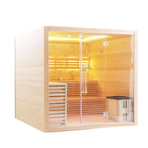 Sauna intérieur moderne en bois massif de pruche avec panneau de commande électrique pour 4 personnes - Product Image 2