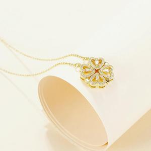 Non appannato oro placcato 18k gioielli in acciaio inossidabile magnetico zircone <span class=keywords><strong>4</strong></span> quattro cuore foglia di trifoglio ciondolo collana per donna - Product Image 3