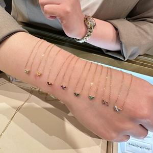 S925 Pure Silver Double Ring Luxury High-End <b>Letter</b>-Colored Diamond Road <b>Necklace</b> <b>with</b> Zirconium Pendant Fashionable Accessory - Product Image 4