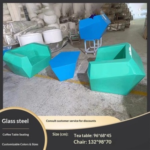 Ensemble de chaises de loisirs en fibre de verre personnalisables et créatives, banc paysager extérieur et table basse pour les zones de repos des centres commerciaux - Product Image 6