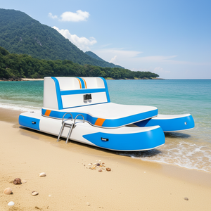 Catamarán Inflable con <span class=keywords><strong>Pedales</strong></span>, Bote de Pesca para Principiantes, PVC, Portátil, Recreativo, Doble Catamarán con Sombras, Flotadores para Isla - Product Image 1