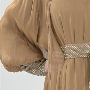 Nouvelle robe Abaya en polyester de style luxueux et élégant avec strass pour femmes musulmanes, tenue de soirée personnalisée - Product Image 2