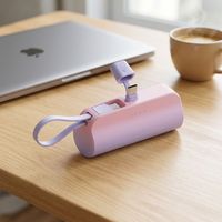 Batterie externe compacte et portable de 5000 mAh, chargeur d'urgence à double prise intégré avec indicateur LED et support de téléphone, OEM ODM