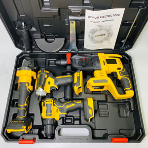 Hochleistungs 4-teiliges Bürstenloses Elektrowerkzeug-<span class=keywords><strong>Set</strong></span> 21V Kabelloses Kombi-<span class=keywords><strong>Set</strong></span> SDS Hammer Schraubenschlüssel Schleifer Bohrmaschine für <span class=keywords><strong>Makita</strong></span> 18V Akku - Product Image 1